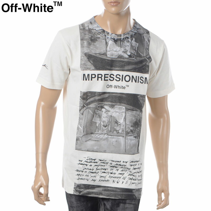 オフホワイト OFF-WHITE クルーネックTシャツ 半袖 メンズ NEWSPAPER S/S SLIM TEE OMAA027R191850130210 オフホワイト