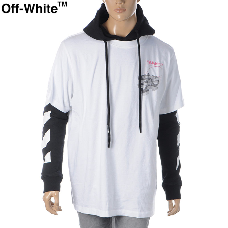 オフホワイト OFF-WHITE プルオーバーパーカー スウェット メンズ GOLDEN RATIO DOUBLE TEE HOODI OMAB033R20185012 ホワイト