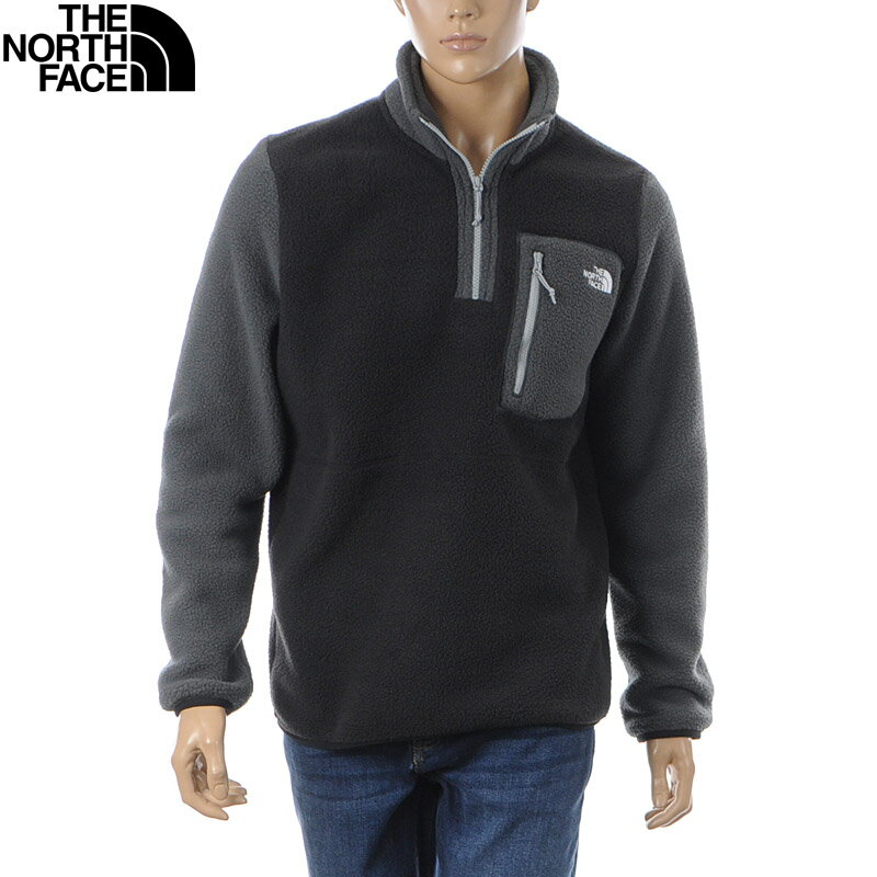 ノースフェイス THE NORTH FACE メンズ Yumiori 1/4 Zip フリースジャケット ブラック×グレー NF0A883SS5H 冬 防寒 保温 ハーフジップ リサイクル素材 アウトドア 2025秋冬新作