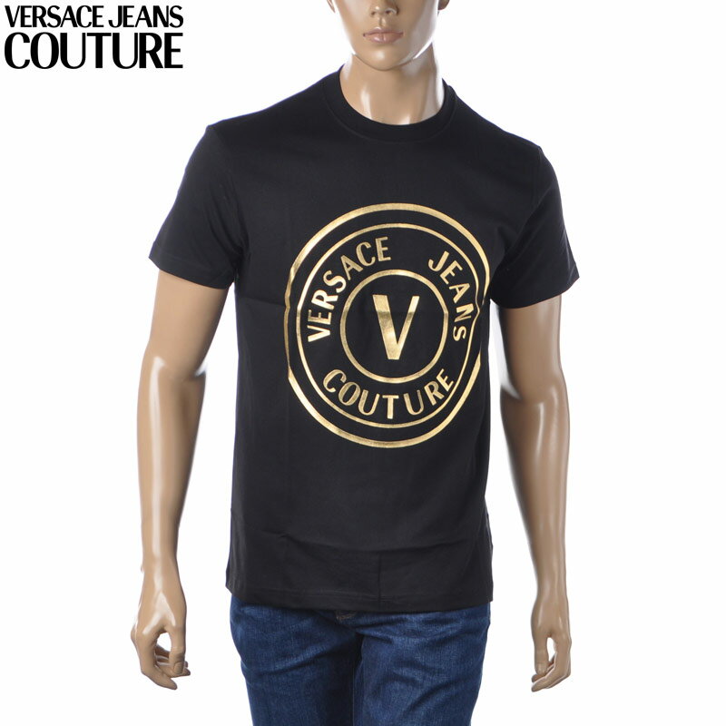 ヴェルサーチ ジーンズ クチュール VERSACE JEANS COUTURE クルーネックTシャツ 半袖 メンズ ブランド 72GAHT03 CJ00T ブラック