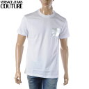 ヴェルサーチ ジーンズ クチュール VERSACE JEANS COUTURE Tシャツ メンズ ブランド クルーネック 半袖 74GAHG02 CJ00G ホワイト