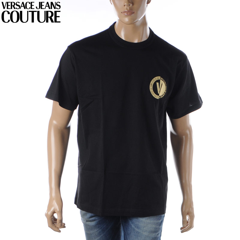 ヴェルサーチ ジーンズ クチュール VERSACE JEANS COUTURE クルーネックTシャツ メンズ 74GAHT10 CJ00T ブラック