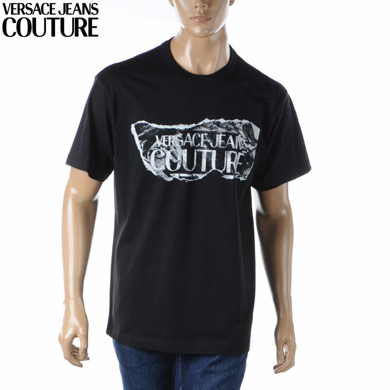 ヴェルサーチ ジーンズ クチュール VERSACE JEANS COUTURE Tシャツ メンズ 76GAHE03 CJ00E ブラック 2024春夏新作