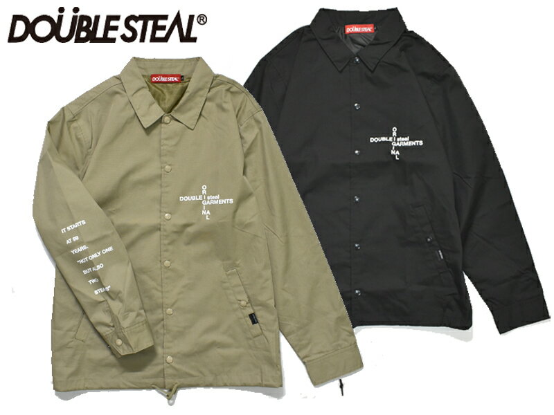 DOUBLE STEAL DOUBLESTEAL ダブルスティール Cross logo Coache Jacket アウター 794-35031 ストリート系 OLLIE SAMURAI オーリー サムライ ファッション ジャンバー BEIGE ベージュ 黒 コーチ BLACK ブラック ジャケット コーチジャケット