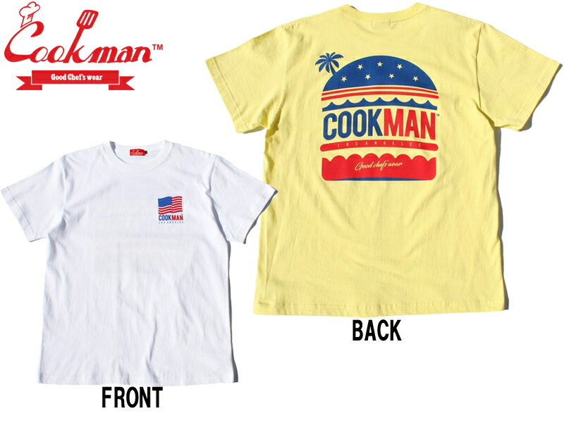 Cookman クックマン T shirts ティーシャツ メンズ レディース ユニセックス 男女兼用 Tシャツ カジュアル イージー ルーズ ワイド オーバー 半袖 Pants パンツ かわいい コックマン 白 黄 S M L XL ハンバーガー LA Burger メール便 231-01003のサムネイル