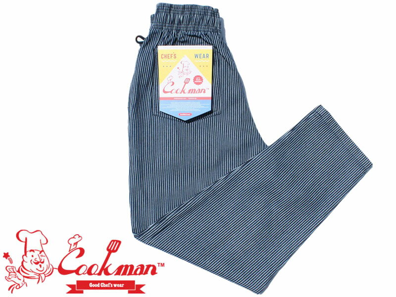 Cookman クックマン Chef Pants シェフパンツ メンズ レディース ユニセックス 男女兼用 パンツ カジュアル イージー ルーズ ワイド オーバー NAVY ネイビー S M L XL 231-01889 ヒッコリー コックマン ストライプ Hickory シマシマ 縦シマ