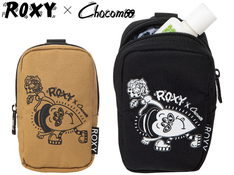 ROXY × CHOCOMOO POUCH ROA204317 アーティスト LOGO ロゴ チョコムー ポーチ 小物入れ マジックテープ コラボ コラボレーション イラストレーター スポーティ 使いやすい 可愛い ロキシー