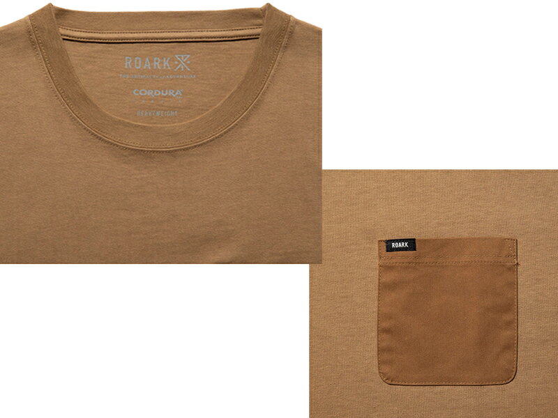 ROARK REVIVAL ロアーク リバイバル Tシャツ 半袖 無地 ティーシャツ ポケット CORDURA H/W POCKET TEE RTJCD700 COYOTE コヨーテ コーデュラ アウトドア ライフスタイル ブランド サーファー スケーター スノーボーダー キャンパー 父の日