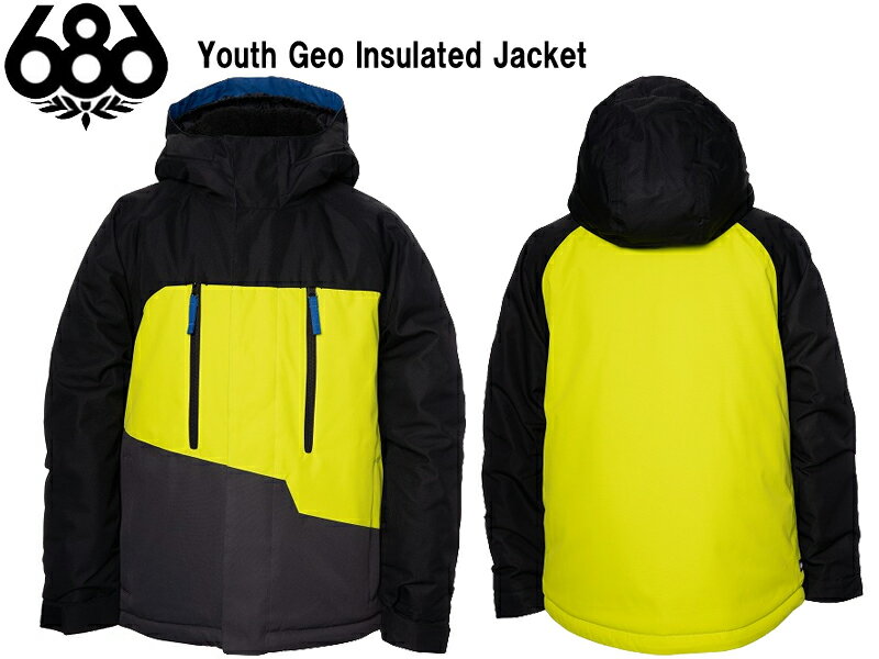 686 SIX EIGHT SIX シックス エイト シックス Boys' Geo Insulated Jacket ユース 子供 キッズ ジャケット ウェア ブラック 日本正規品 M1W504 スノーウェアー ライト イエロー 小学生 スノーボード スノーボードウェア