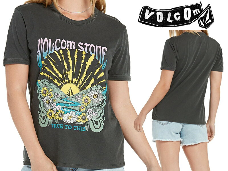 VOLCOM ボルコム ヴォルコム Tシャツ Truly Ringer Tee B3512202 レディース 女性 半袖 ストリート ファッション リラックス TEE ブラック S M サーフィン スノー スケート メール便