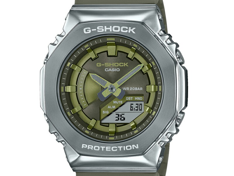 G-SHOCK G SHOCK GSHOCK ジーショック CASIO カシオ GM-S2100-3AJF 日本正規品 GA-2100 メタル メンズ レディース 男 女 腕時計 Gショック プレゼント ギフト 5663 シルバー カーキ 時計 お祝い 誕生日 クリスマス