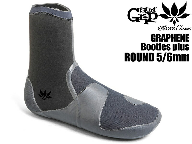 楽天BRAYZAXXE CLASSIC アックスクラシック ロゴ Surf Grip SURFGRIP サーフグリップ ソックス ブーツ ソフトブーツ Graphene Booties Plus Round 5/6 mm グラフェン 蓄熱 速乾 起毛 防寒 海 ラバー サーフィン サーフ 秋 冬 SURF