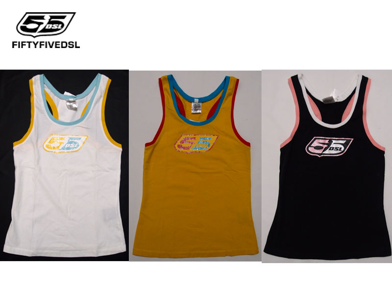 55DSL フィフティーファイブディーエスエル タンクトップ ノースリーブ プリント カットソー TANK TOP レディース 女性 33D7VF00ZXE メ...
