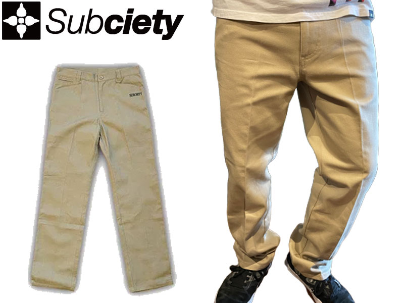 Subciety サブサエティ ワークパンツ チノパン NYB WORK PANTS SALOON 10312 S M XL メンズ ファッション ボトムス パンツ ズボン ストリート カジュアル ベージュ サブサイティー アメカジ