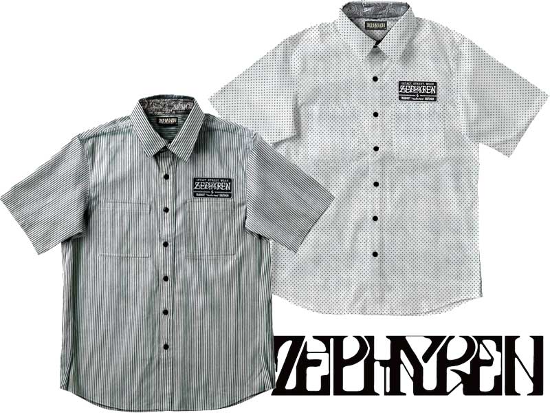 【ZEPHYREN ゼファレン】 Z16UC01 EMBLEM SHIRT S/S シャツ 半袖 星柄 ストライプ ボタンシャツ トップス ストリート