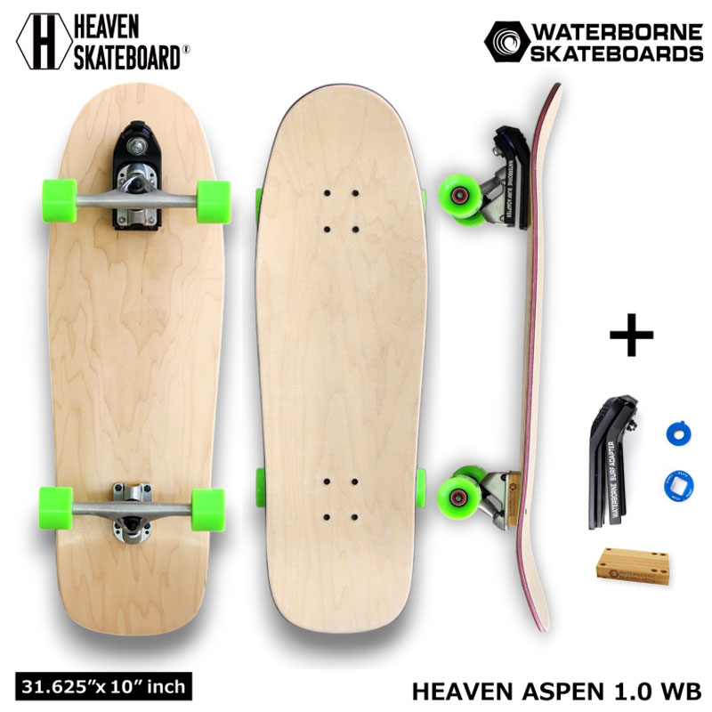 HEAVEN SKATEBOARD ASPEN 1.0 / 2.0 ヘブンスケートボード アスペン サーフスケート クルーザー スケボー ロンスケ スノボーオフトレ カービング 陸トレ WATERBORNE搭載 ウォーターボーン 初心者 中級者 上級者 スノボー先生 瀧澤憲一モデル 限定