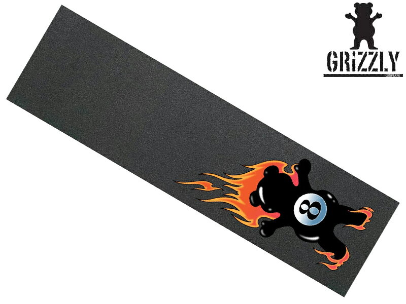 GRIZZLY グリズリー Behind The 8Ball GRIPTAPE DECKTAPE グリップテープ デッキテープ 熊 クマ 炎 ビリヤード スケボー SKATE SK8 マルチ スケートボード スケートボードテープ ヤスリ