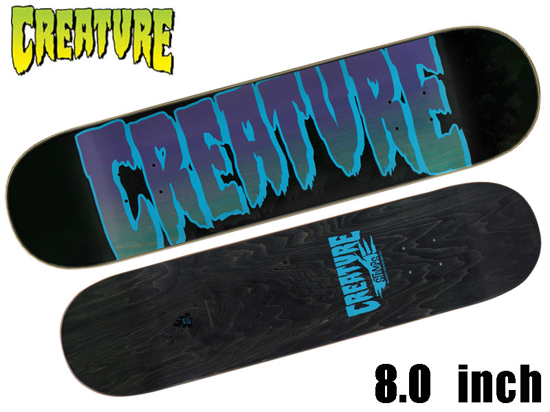 ブランド紹介 【CREATURE/クリーチャー】 SAM HITZ,DARREN NAVARRETTE,ALEX HORNなど、 ブランド名の通りクリーチャー級のうまさを持つライダ ーが勢ぞろいしています。 トランデションのイメージが強いですが、ストリートも 鬼ウマです。 アイテム紹介 CREATUREのデッキです。 MODEL：LIMITED LOGO OUTLINE STUMPS DECK SIZE:8.0”×31.5” WHEEL BASE:14.1” 採寸の注意事項 ■採寸は平置き・及びメーカー推奨サイズです。 ■採寸は、全て手作業にて行っております。製品の素材や加工によっては、採寸のサンプルに使用したものとズレが生じる場合がございます。 あらかじめご了承願います。必ずお読み下さい ※商品画像の色について※ 商品画像の色は実物に近づけるよう調整しておりますが、各ブラウザの環境設定及び、モニターの設定により実物の色と差が出る場合が御座います。予めご了承の上ご注文下さいますようお願い致します。 ※在庫状況について※ 当店は実店舗とかねておりますので、入れ違いにより商品が完売の場合がございます。予めご了承くださいませ。 ※キャンセル（返品）について お送りした商品がイメージと違う、モニターで確認した色と多少違う、想像と大きさや形が違う、その他、お客様の見解、想像、ご都合によるキャンセル・返品はお断りさせていただきます。