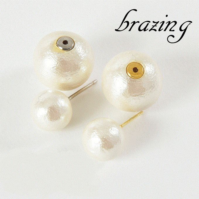 18金 K18ピアス 金属アレルギー対応ピアス 18金 18K コットンパール ダブルキャチ ピアス 工場直販 両耳用 国産高品質 国内製造直販 選べる2色3...