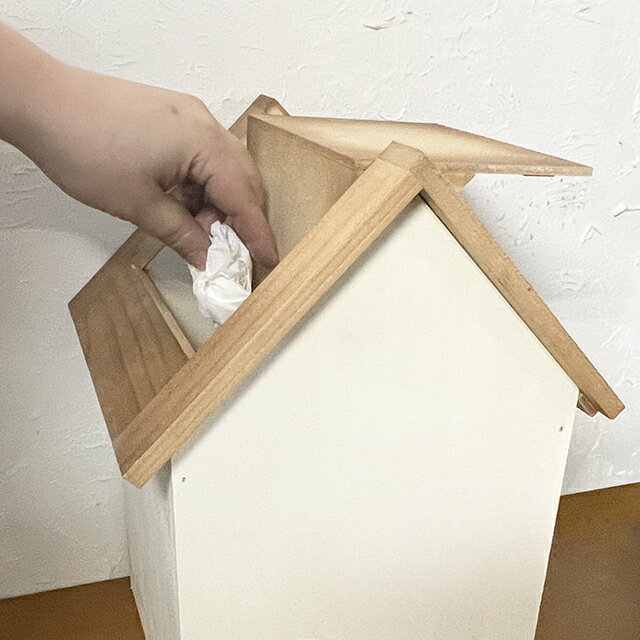 木製 ゴミ箱 6L ダストボックス No.6 ドアと窓付きのかわいい おうち型 ふた付き BREA