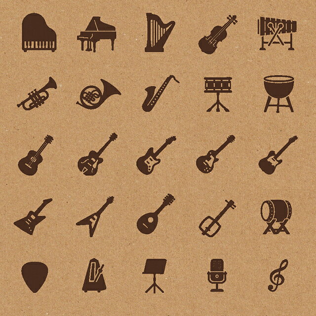 スタンプ 手帳 カレンダー用 1cm角 1.5cm角 2cm角 ノート ハンコ（楽器A）おしゃれ バレットジャーナル BREAブレア