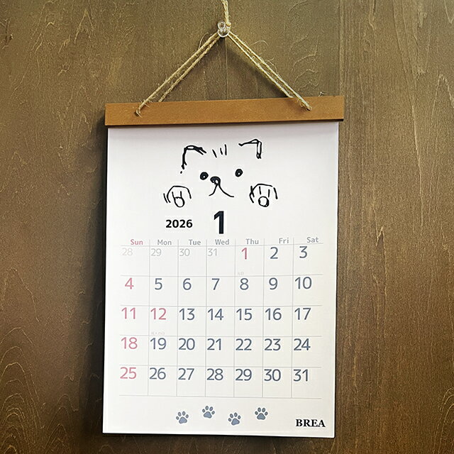 2026年 カレンダー A4 かわいい 猫 子供部屋に BREAブレア