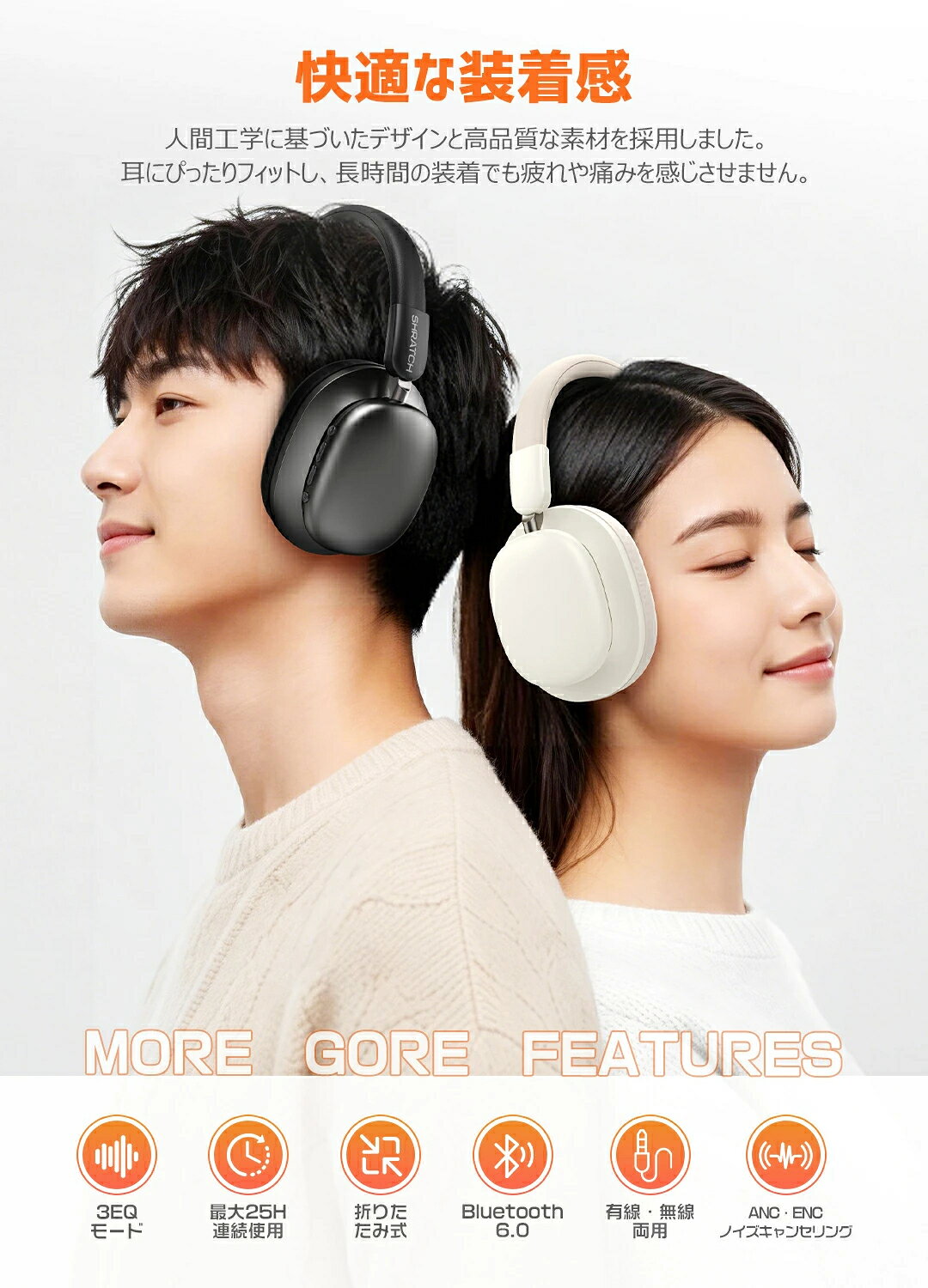 ＼マラソン限定★92%OFF&クーポンで2,064円／ ヘッドホン Bluetooth ワイヤレスヘッドホン 軽量 ヘッドフォン 有線 無線 ブルートゥース イヤホン ノイズキャンセリング 高音質 ワイヤレス 充電式 折り畳み 調節可能 密閉型 高い装着性 高い遮音性 iphone Android 通勤 通学 breakthrough23-10000020 ブレイクスルー 楽天市場店 サンプル画像2