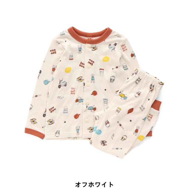 ★SALE_30%OFF★アニマル柄前開きパジャマ ▽▽ apreslescours アプレレクール 子供服 キッズ ベビー パジャマ 長袖 半袖 秋 秋物 △△ v458030_サービス不可…［キャンセル/別注文同梱/返品/内容変更］