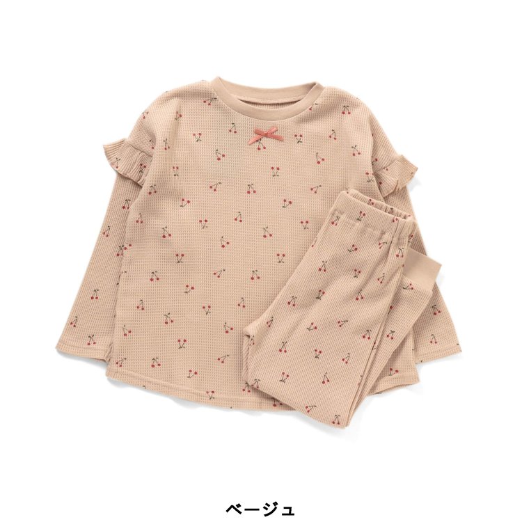 かぶり総柄パジャマ（さくらんぼ柄） ▽▽ 女の子 BREEZE ブリーズ アンパサンド 子供服 キッズ ベビー パジャマ 長袖 半袖 かわいい 秋 秋物 新作 エフオー FO △△ l458151