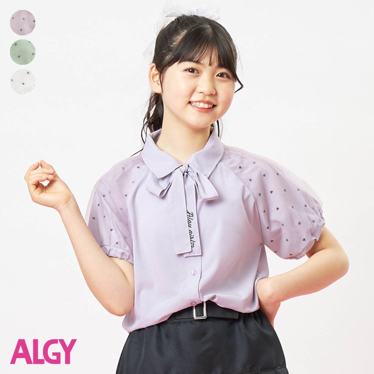 ボウタイブラウス ▽▽ 女の子 ALGY アルジー 子供服 キッズ ベビー 半袖シャツ ブラウス 通学 夏 夏物 エフオー FO △△ g209903のサムネイル