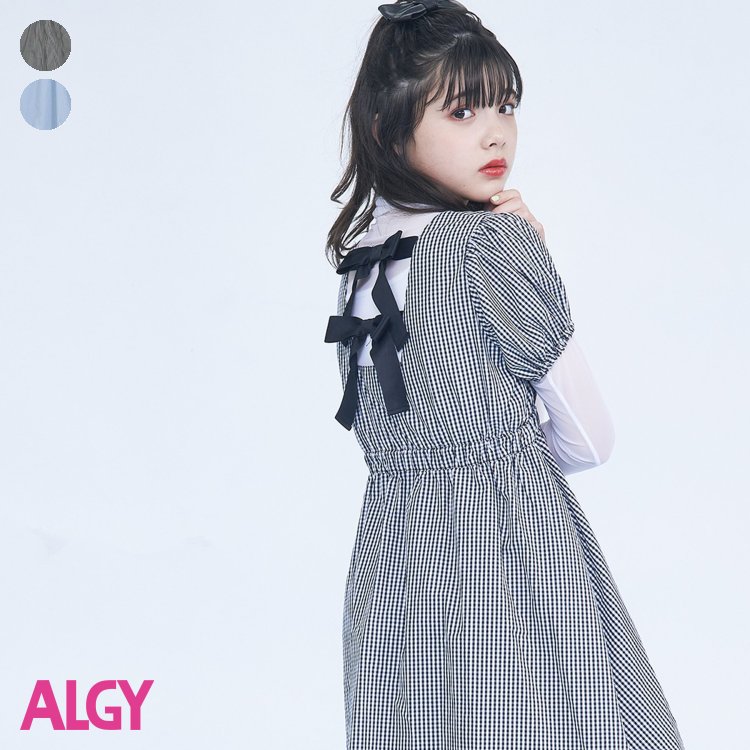 【CP】★SALE_19%OFF_5/29(月)お昼12:59まで★バックりぼんワンピ＆シアーロンTセット ▽▽ 女の子 ALGY アルジー 子供服 キッズ ベビー 長袖Tシャツ 半袖ワンピース 通学 エフオー FO △△ g225033_サービス不可…［キャンセル/別注文同梱/返品/内容変更］のサムネイル