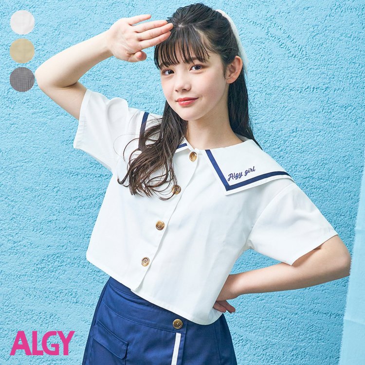 セーラーブラウス ▽▽ 女の子 ALGY アルジー 子供服 キッズ ベビー 半袖シャツ 通学 夏 夏物 エフオー FO △△ g309013のサムネイル