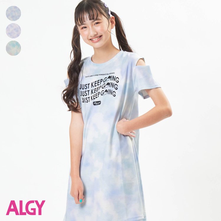 タイダイ肩あきTワンピ ▽▽ 女の子 ALGY アルジー 子供服 キッズ ベビー ワンピース 半袖 通学 夏 夏物 エフオー FO △△ g317923のサムネイル