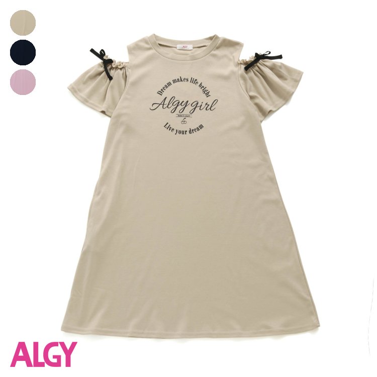 肩あきりぼんワンピ ▽▽ 女の子 ALGY アルジー 子供服 キッズ ベビー ワンピース 半袖 通学 夏 夏物 新作 エフオー FO △△ g317973のサムネイル