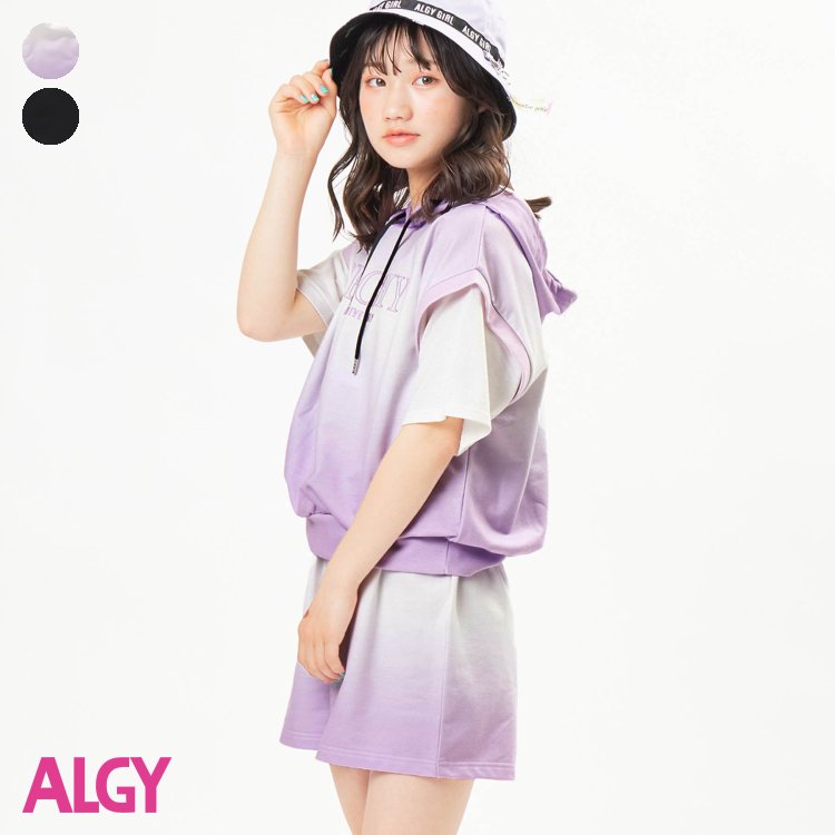 ドッキングフーディセットアップ ▽▽ 女の子 ALGY アルジー 子供服 キッズ ベビー おそろい 半袖Tシャツ パーカー ショートパンツ 通学 夏 夏物 エフオー FO △△ g325903のサムネイル
