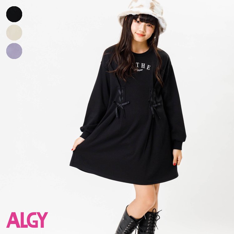 ★SALE_49%OFF_1/26(金)午前11:59まで★レースアップワンピ ▽▽ 女の子 ALGY アルジー 子供服 ブランド キッズ ベビー ワンピース 長袖 かわいい 秋服 秋 秋物 エフオー FO △△ g417923［返品不可］のサムネイル