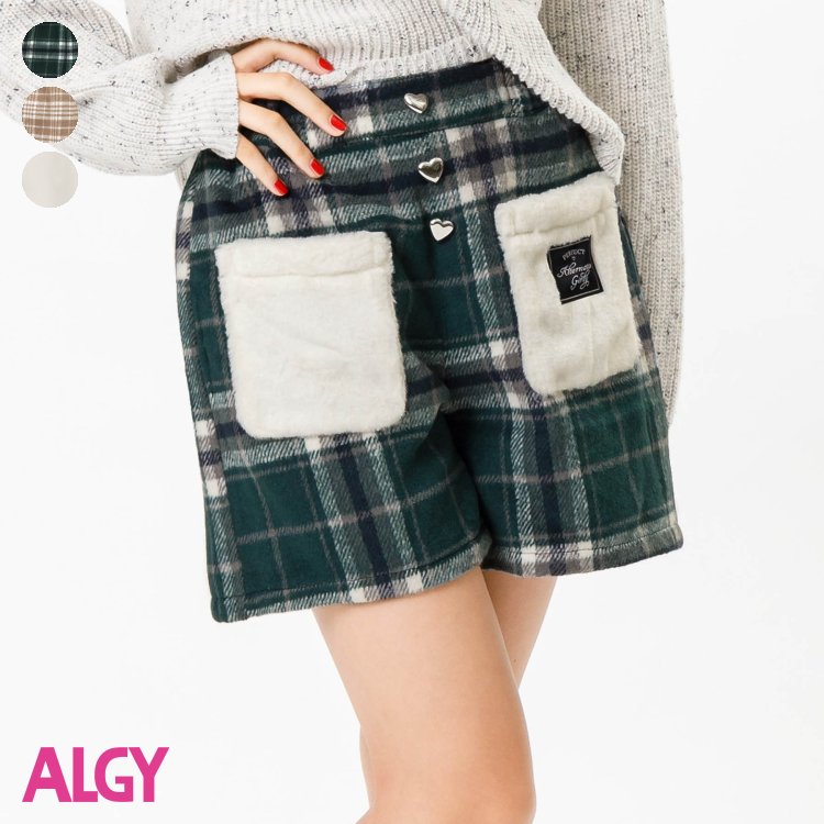 【新作】ファーポケットショーパン ▽▽ 女の子 ALGY アルジー 子供服 ブランド キッズ ベビー パンツ ズボン ハーフパンツ ボトムス ショートパンツ おしゃれ かわいい 冬服 冬 冬物 エフオー FO △△ g523023のサムネイル