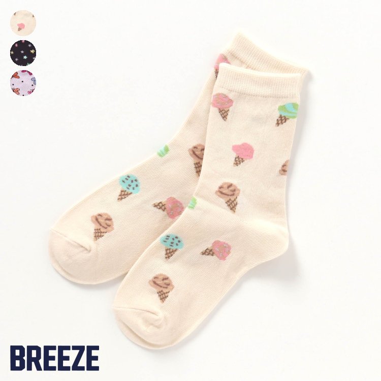 Girlsいろいろ総柄ソックス ▽▽ 女の子 BREEZE ブリーズ 子供服 キッズ ベビー ソックス 靴下 通学 春 春物 エフオー FO △△ j154073のサムネイル