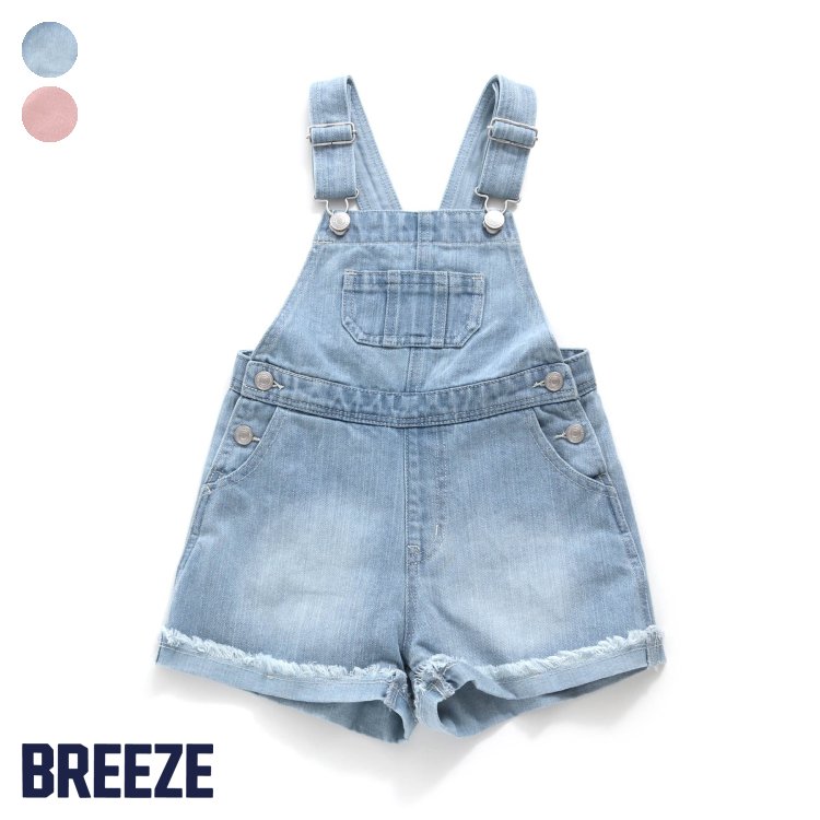 ショートデニムサロペット ▽▽ 女の子 BREEZE ブリーズ 子供服 キッズ ベビー オーバーオール サロペット ショーパン 通学 夏 夏物 エフオー FO △△ j219033のサムネイル