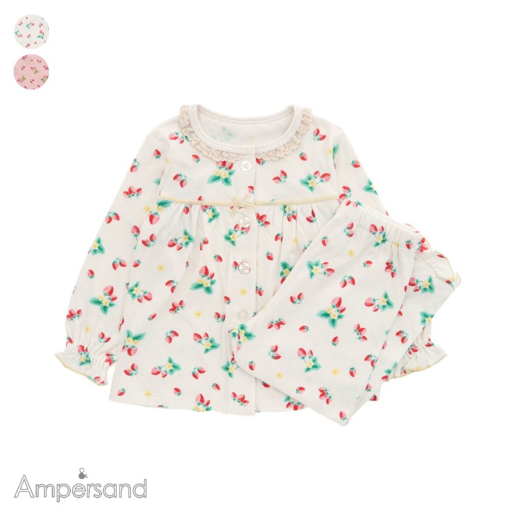 【CP】：★SALE_19%OFF★いちご柄接結パジャマ ▽▽ 女の子 BREEZE ブリーズ アンパサンド 子供服 キッズ ベビー パジャマ 長袖 長ズボン おそろい 春 春物 エフオー FO △△ l158023_サービス不可…［キャンセル/別注文同梱/返品/内容変更］のサムネイル
