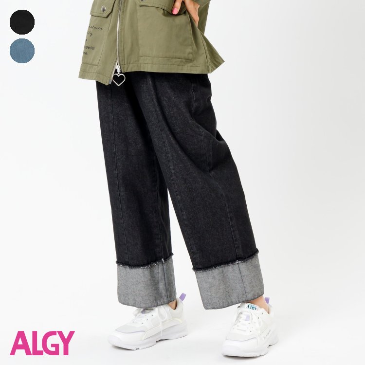 【SALE_19%OFF】ロールアップデニムワイドパンツ 女の子 ALGY アルジー 子供服 ブランド キッズ ベビー パンツ 長ズボン ボトムス おしゃれ かわいい 春服 春 春物 エフオー FO g121914［返品…