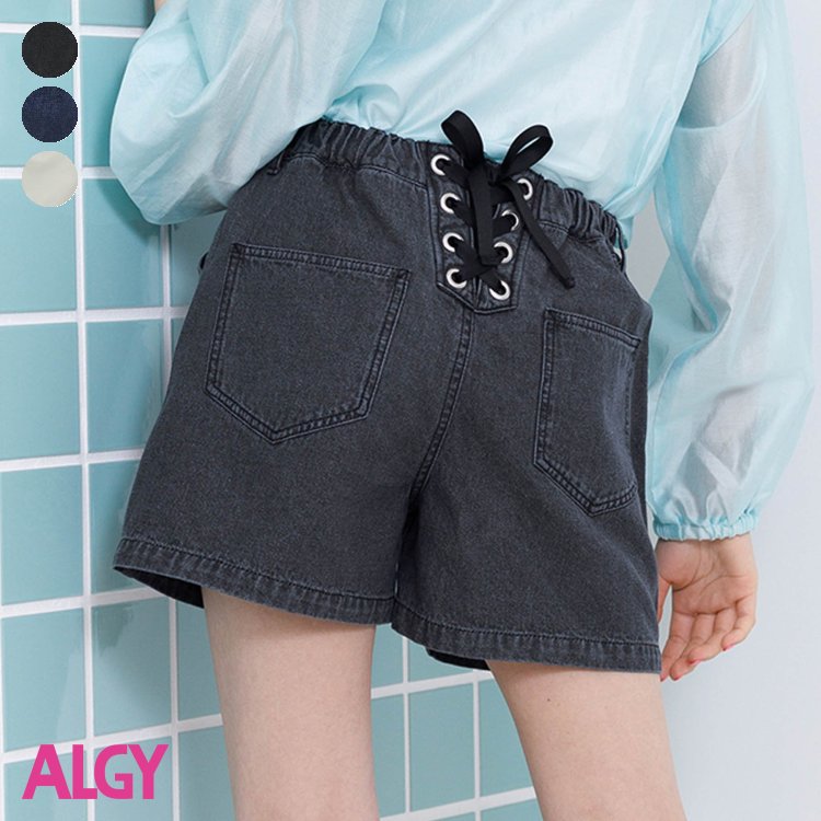 レースアップデニムショーパン 女の子 ALGY アルジー 子供服 ブランド キッズ ベビー パンツ ズボン ハーフパンツ 半ズボン ショートパンツ ボトムス おしゃれ かわいい 夏服 夏 夏物 エフオー…