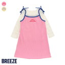 【4/28～4/29限定 ポイント10倍】【SALE_50 OFF】2P_ワッフルキャミワンピ×シアートップス ▽▽ 女の子 BREEZE ブリーズ 子供服 ブランド キッズ ベビー ワンピース ジャンパースカート ロンT 長袖Tシャツ おしゃれ 春服 春 春物 FO △△ j117054［返品不可］