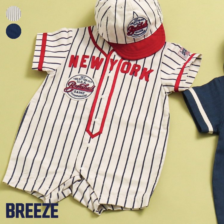 楽天F.O.Online Store　楽天市場店ベースボールロンパス ▽▽ 男の子 女の子 BREEZE ブリーズ 子供服 ブランド キッズ ベビー ロンパース おしゃれ かっこいい 夏服 夏 夏物 エフオー FO △△ j233084