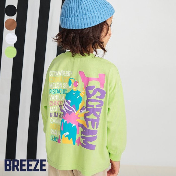 【送料無料】【新作】バックプリントPOPお菓子Tシャツ ▽▽ 男の子 女の子 BREEZE ブリーズ 子供服 キッズ ベビー ロンT 長袖 Tシャツ トップス おしゃれ かっこいい 秋服 秋物 エフオー FO △△ j406224のサムネイル