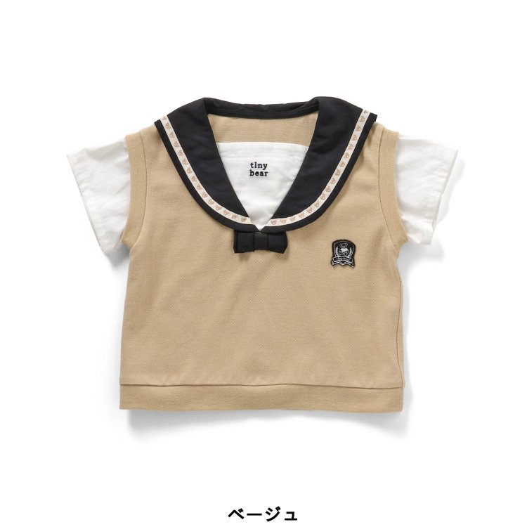 【リンク】tiny_bear_セーラーレイヤードTシャツ ▽▽ 男の子 女の子 アプレレクール 子供服 ブランド キッズ ベビー 半袖 Tシャツ トップス おしゃれ かっこいい 夏服 夏 夏物 エフオー FO △△ v307934 2