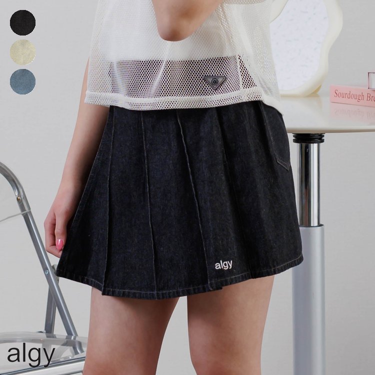 【SALE_60%OFF_8/20(水)23:59まで】ラップ風プリーツスカート ▽▽ 綿100% 女の子 ALGY アルジー 子供服 キッズ ミニ丈 デニム かわいい 夏服 夏物 エフオー FO △△ g218065［返品不可］のサムネイル