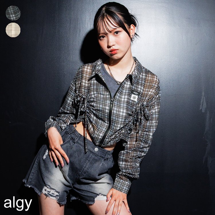 【新作】チェックシアーシャツ ▽▽ 女の子 ALGY アルジー 子供服 キッズ 長袖 おしゃれ かわいい 秋 エフオー FO △△ g408015のサムネイル