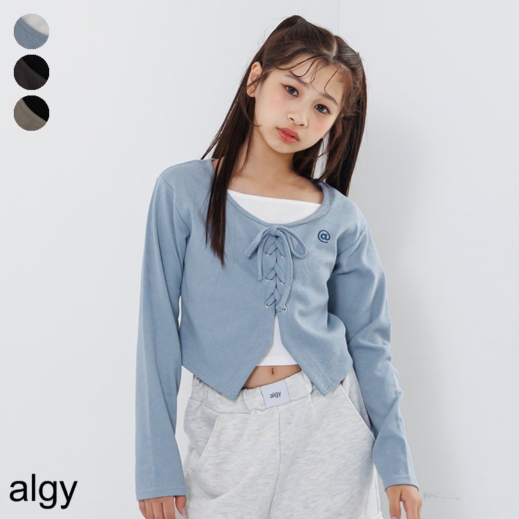 【10%OFFクーポン】【新作】レースアップレイヤード風トップス ▽▽ 女の子 ALGY アルジー 子供服 キッズ ロンT 長袖Tシャツ おしゃれ かわいい 秋 エフオー FO △△ g406905のサムネイル