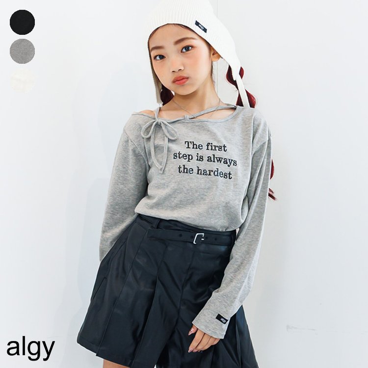【10%OFFクーポン】【SALE_30%OFF】ネックりぼんリブロンT ▽▽ 女の子 ALGY アルジー 子供服 キッズ トップス 長袖Tシャツ おしゃれ かわいい ダンス 秋 エフオー FO △△ g406935［返品不可］のサムネイル